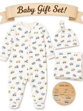 NWT Baby Essentials 4 Piece Baby Boy Gift Set Newborn | Baby Shower Gift